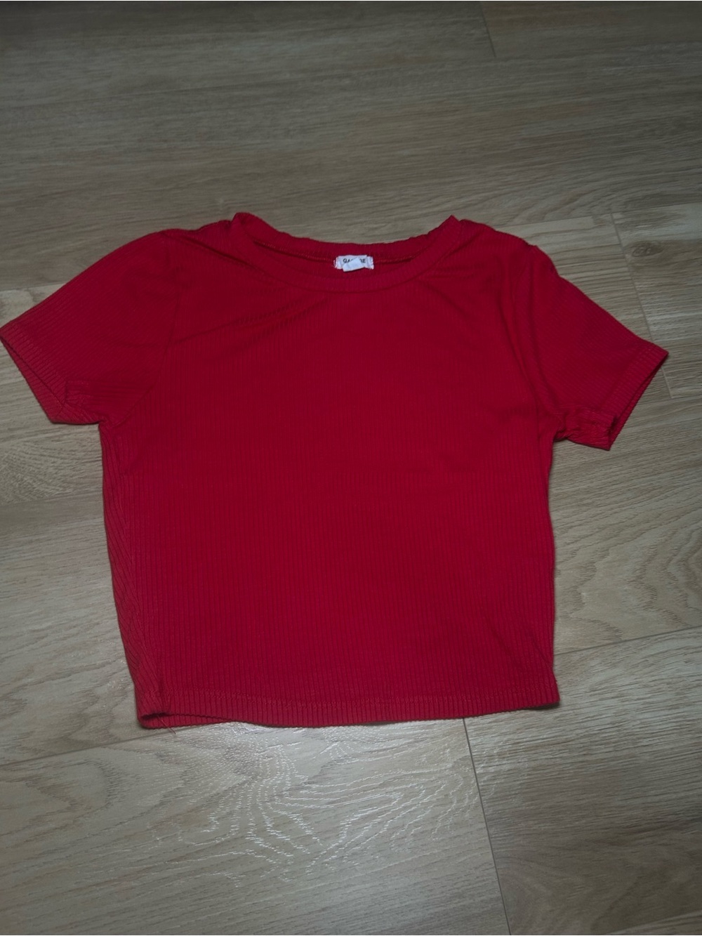 Garage Red Ribbed Short Sleeve Tee - Picture 2 of 4